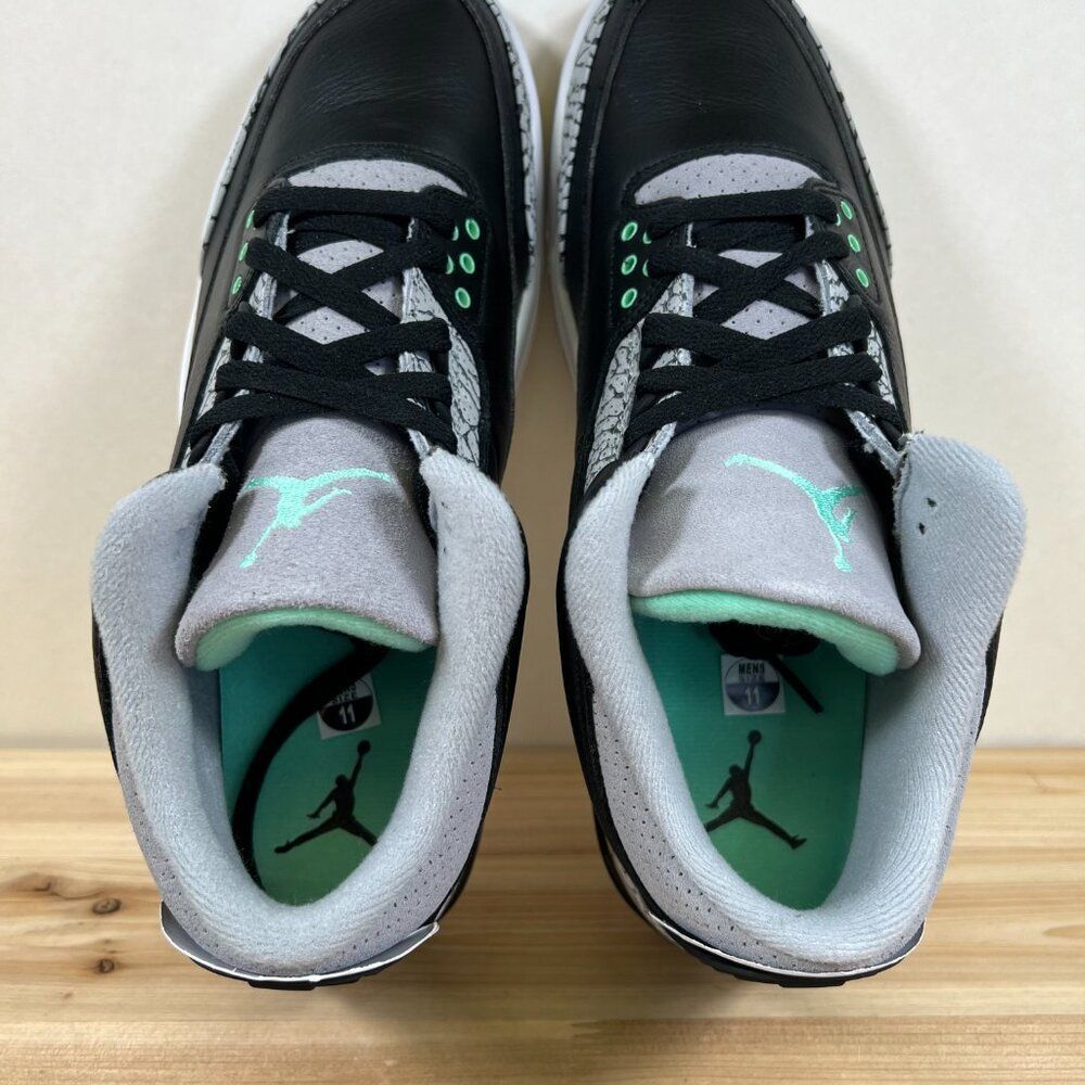 Air Jordan 3 Retro Mens 11 Nike basketball streetwear shoes Green Glow Black NEW - Picture 9 of 12